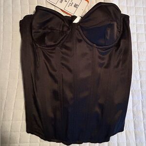 NWT black corset satin top